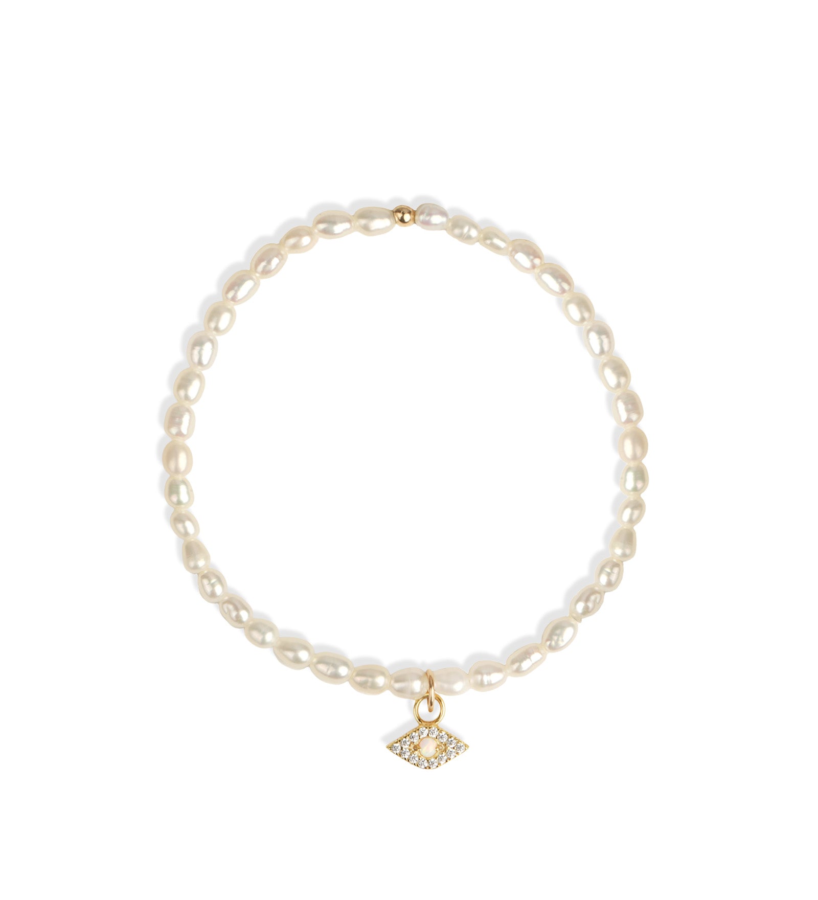 Poppy Rose-Evil Eye Drop Beaded Bracelet-Bracelets-14k Gold Filled, Freshwater Pearl, Cubic Zirconia-Blue Ruby Jewellery-Vancouver Canada