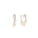 Stone Cluster Loop Studs Sterling Silver, White Pearl