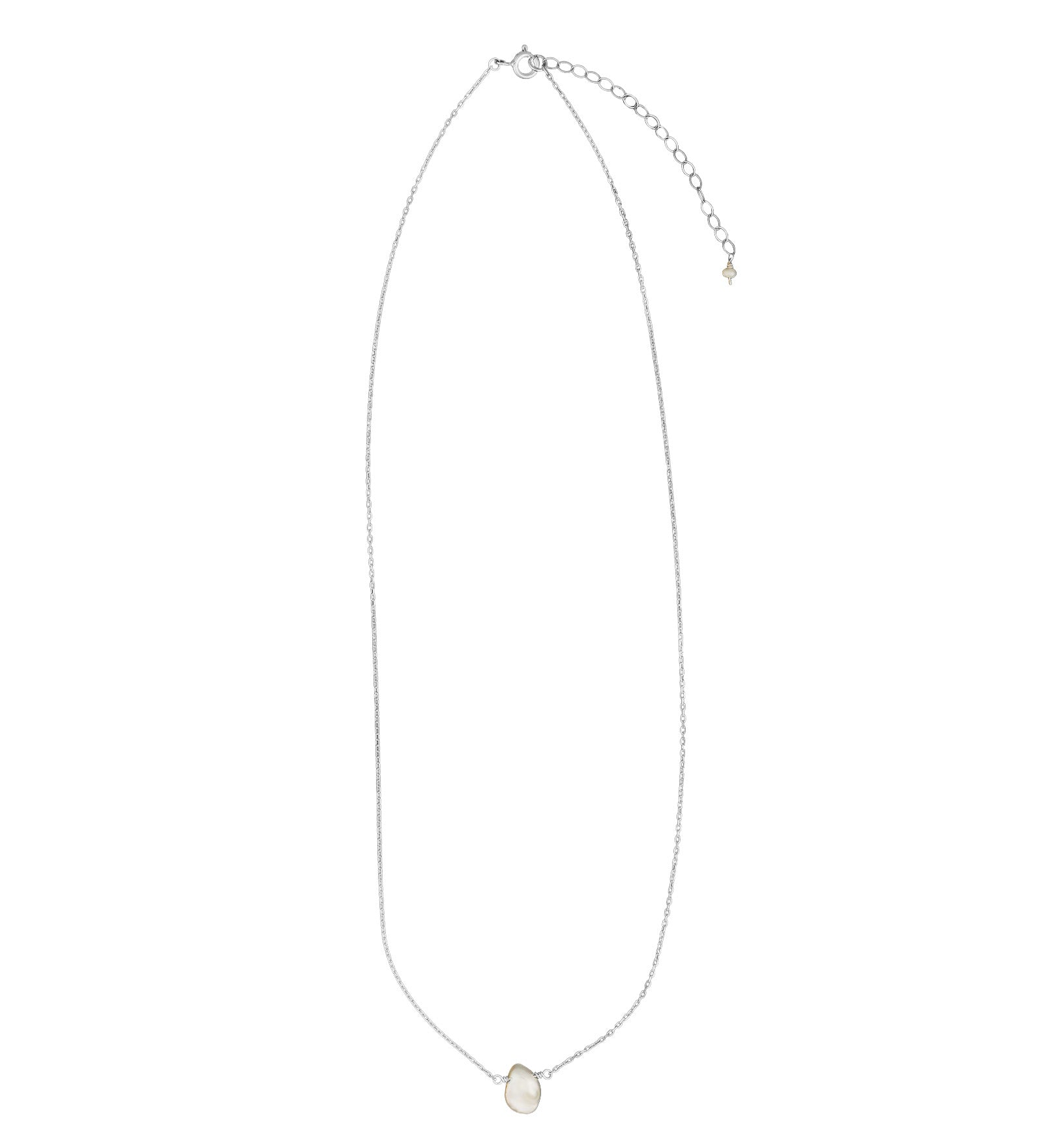 Keishi Pearl Necklace Sterling Silver, White Pearl