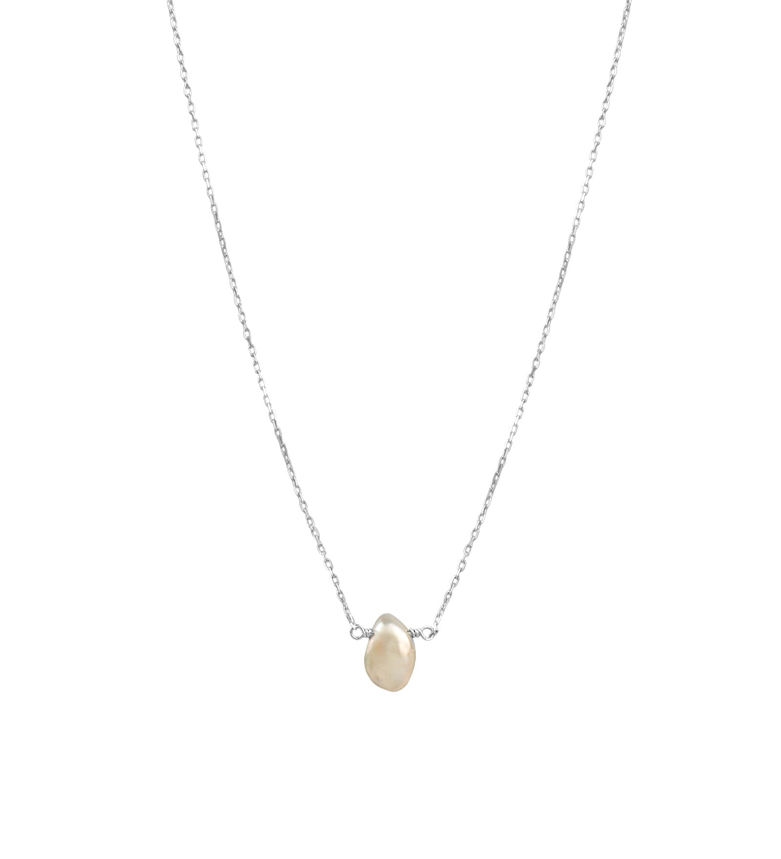 Keishi Pearl Necklace Sterling Silver, White Pearl