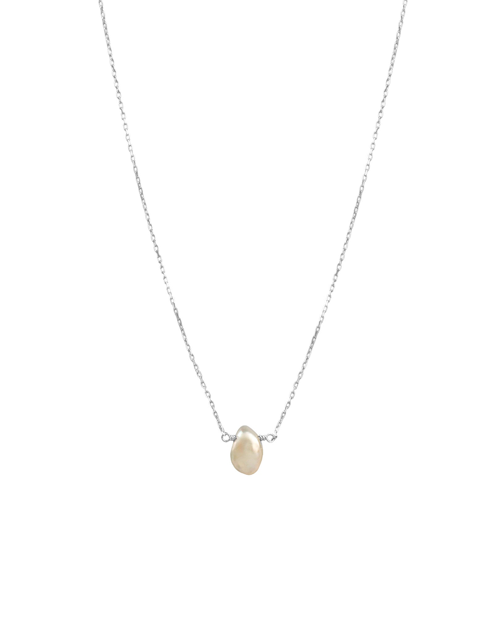Keishi Pearl Necklace Sterling Silver, White Pearl