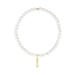 Mom Charm Pearl Beaded Bracelet 14k Gold Filled, 14k Gold Plated, White Pearl