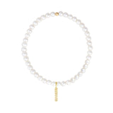 Mom Charm Pearl Beaded Bracelet 14k Gold Filled, 14k Gold Plated, White Pearl