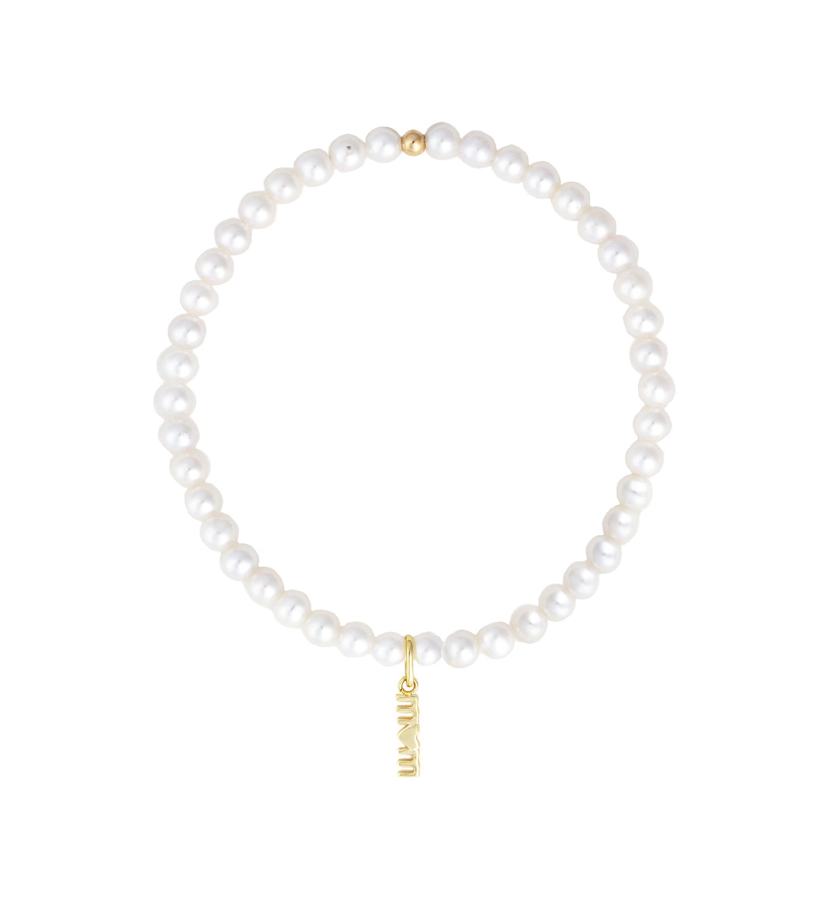 Mom Charm Pearl Beaded Bracelet 14k Gold Filled, 14k Gold Plated, White Pearl