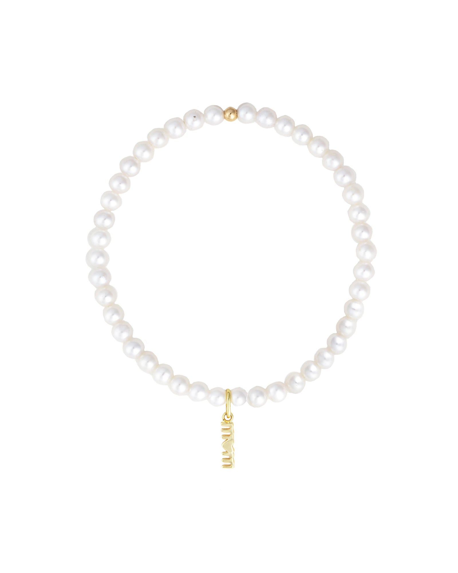 Mom Charm Pearl Beaded Bracelet 14k Gold Filled, 14k Gold Plated, White Pearl