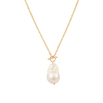 White Baroque Pearl Toggle Necklace 14k Gold Filled, White Pearl
