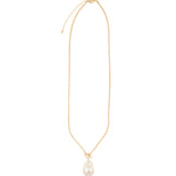 White Baroque Pearl Toggle Necklace 14k Gold Filled, White Pearl