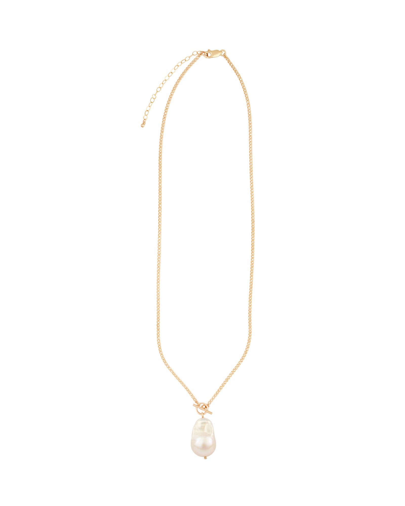 White Baroque Pearl Toggle Necklace 14k Gold Filled, White Pearl