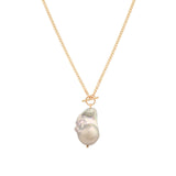 Poppy Rose-Grey Baroque Pearl Toggle Necklace-Necklaces-Blue Ruby Jewellery-Vancouver Canada