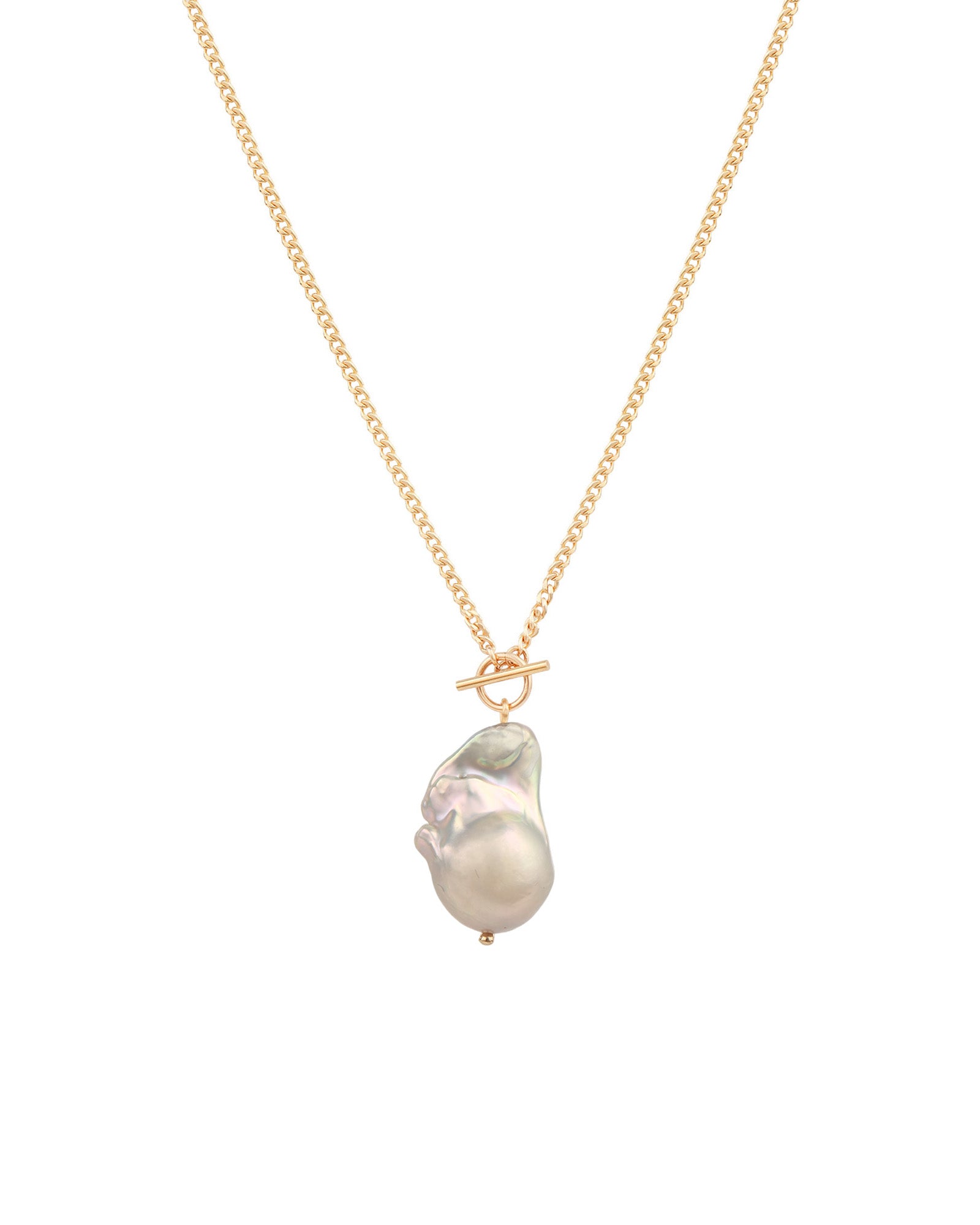 Poppy Rose-Grey Baroque Pearl Toggle Necklace-Necklaces-Blue Ruby Jewellery-Vancouver Canada