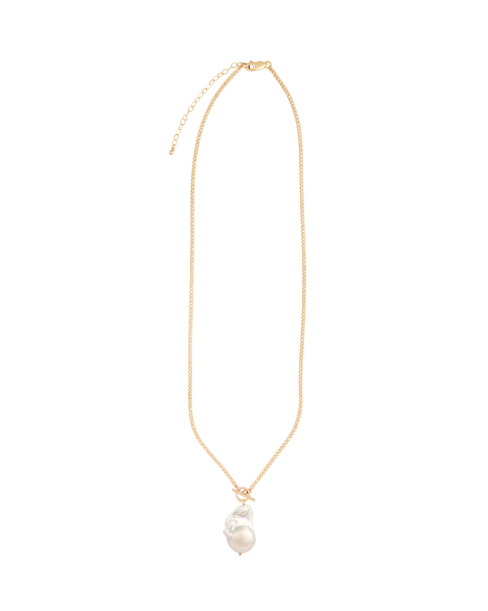 Grey Baroque Pearl Toggle Necklace 14k Gold Filled, White Pearl