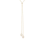 Pearl Drop Lariat 14k Gold Vermeil, White Pearl