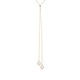 Pearl Drop Lariat 14k Gold Vermeil, White Pearl