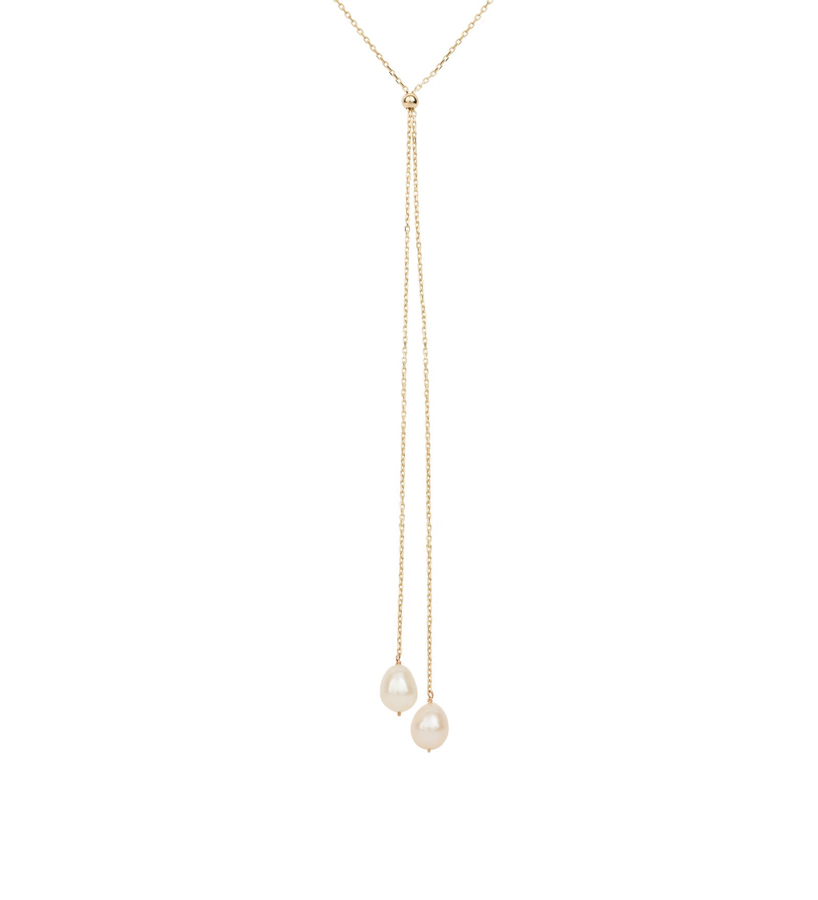 Pearl Drop Lariat 14k Gold Vermeil, White Pearl