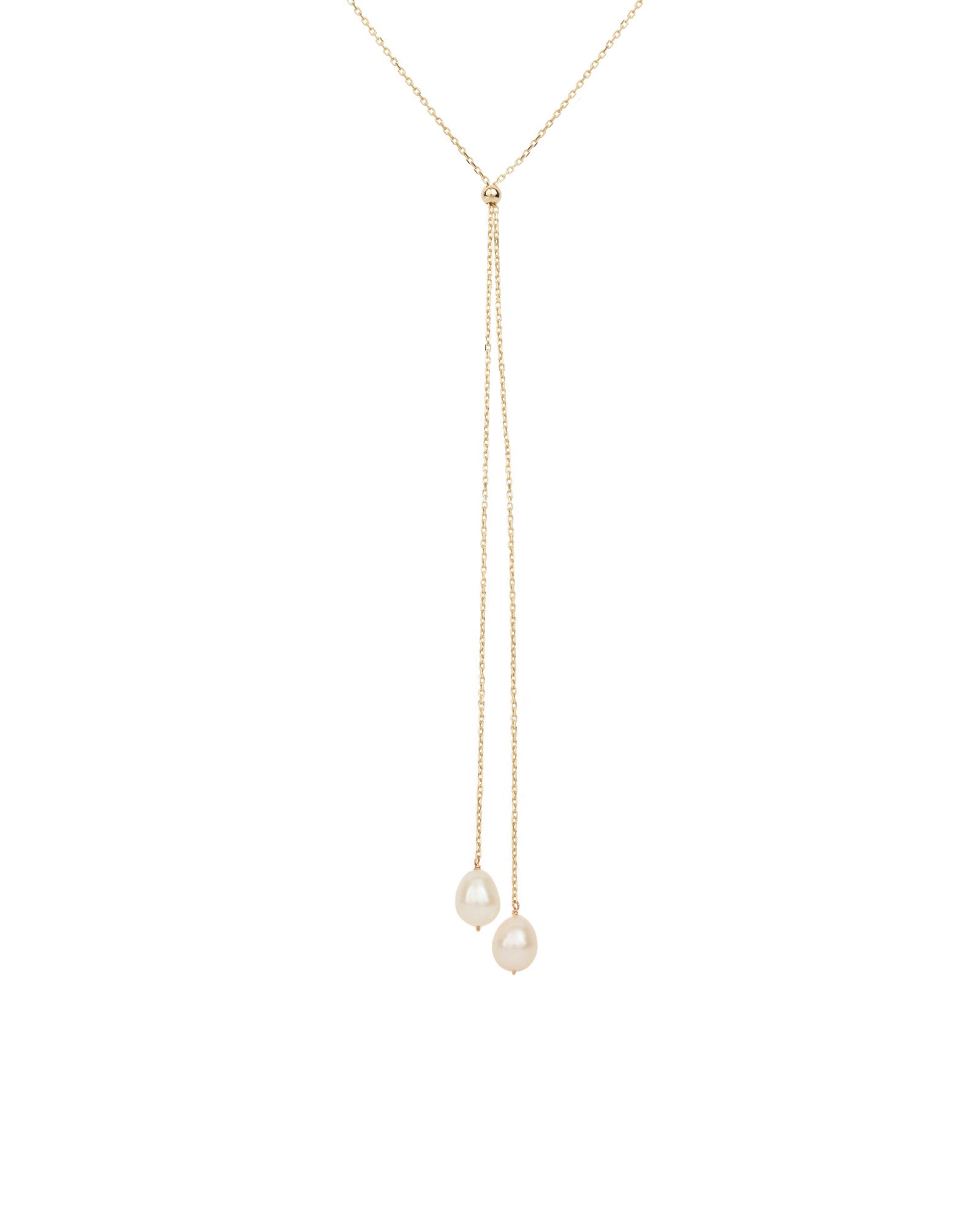 Pearl Drop Lariat 14k Gold Vermeil, White Pearl