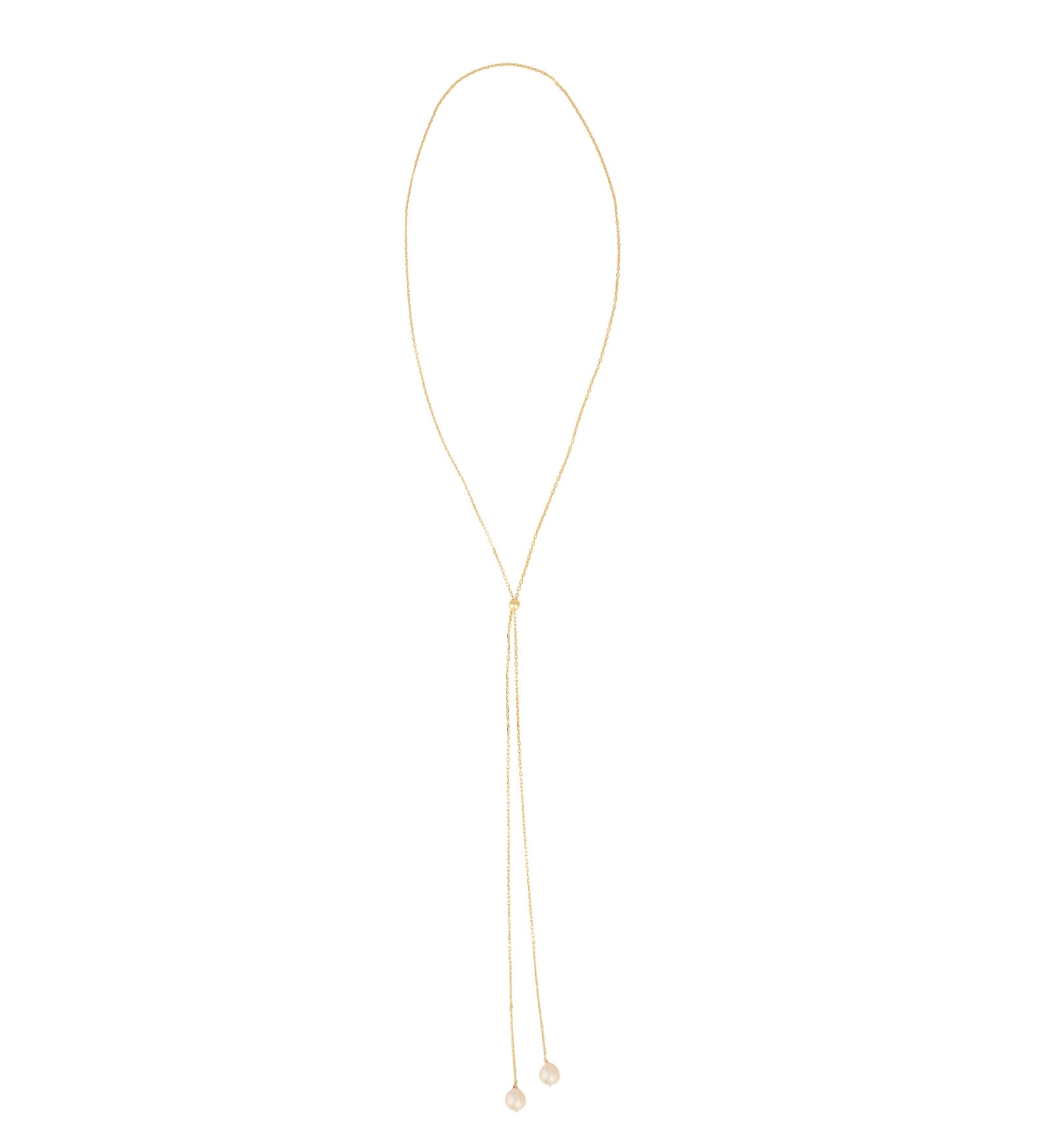 Pearl Drop Lariat 14k Gold Vermeil, White Pearl