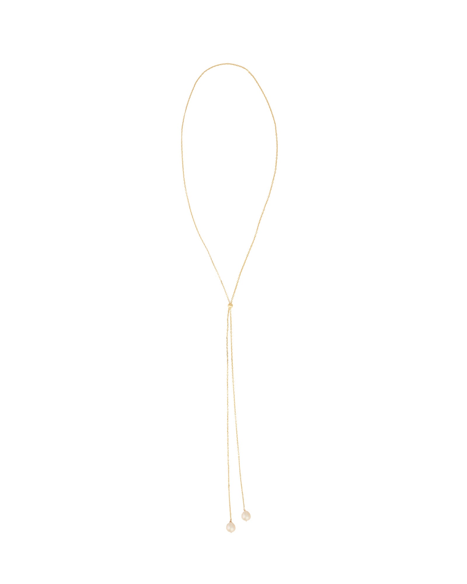 Pearl Drop Lariat 14k Gold Vermeil, White Pearl
