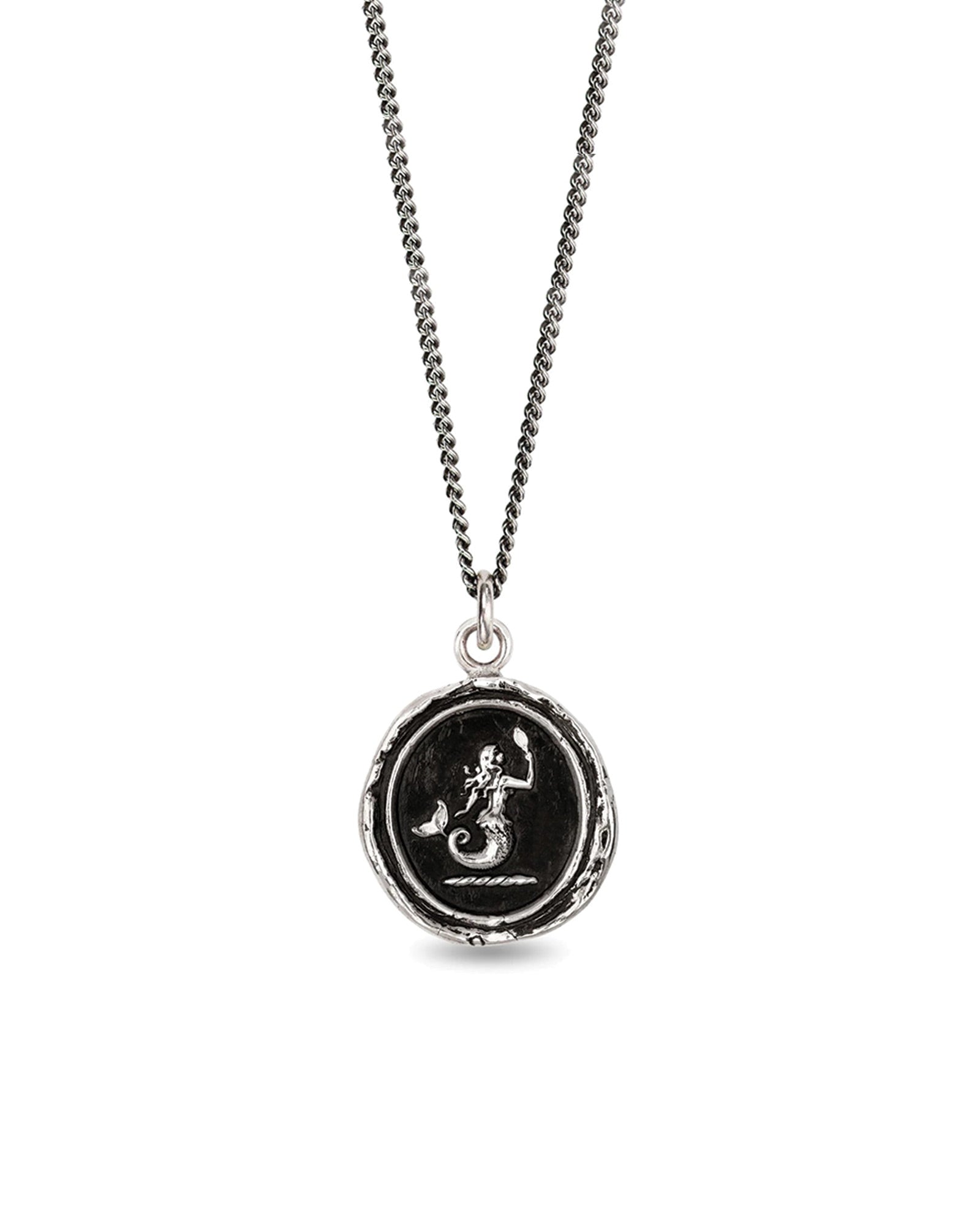Mermaid Talisman Oxidized Sterling Silver
