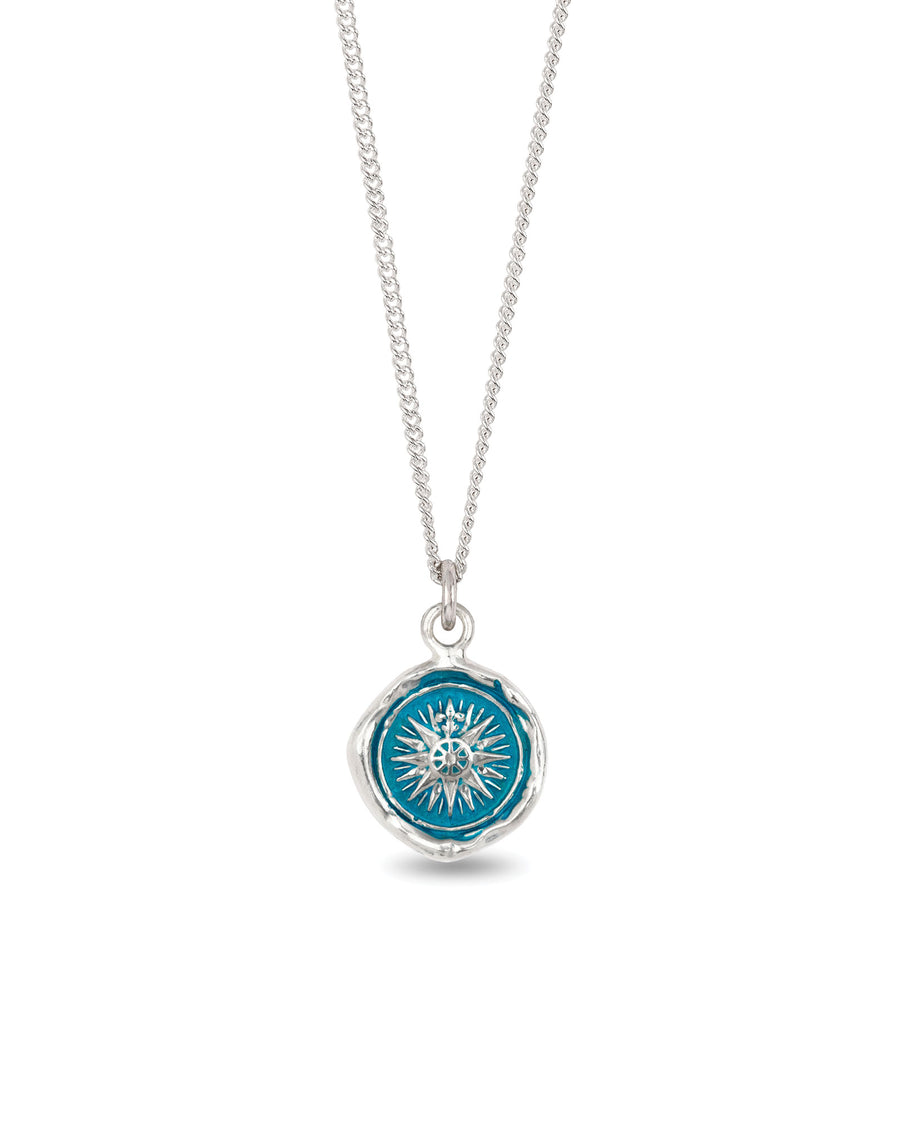 Pyrrha-Direction Talisman | True Colours-Necklaces-Sterling Silver, Ceramic Blue-Blue Ruby Jewellery-Vancouver Canada