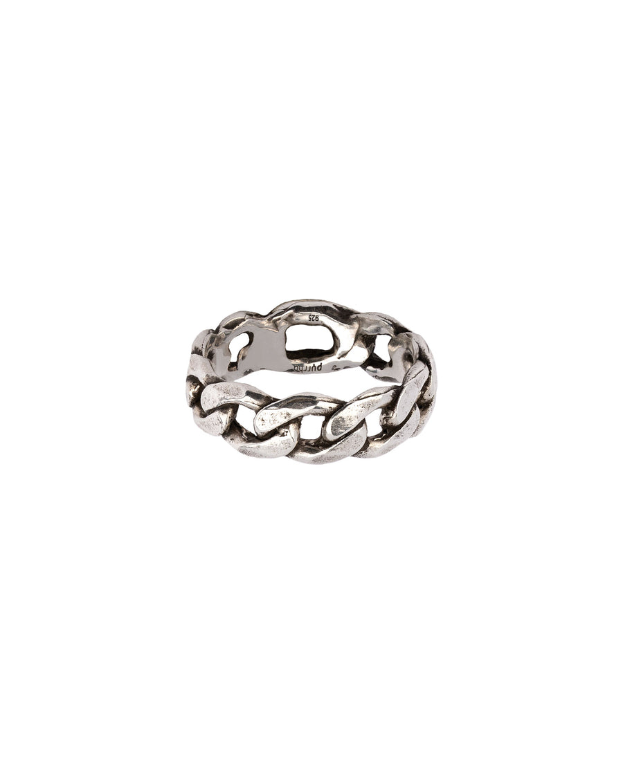 Pyrrha-Wide Chain Band Ring-Rings-Oxidized Sterling Silver-9-Blue Ruby Jewellery-Vancouver Canada
