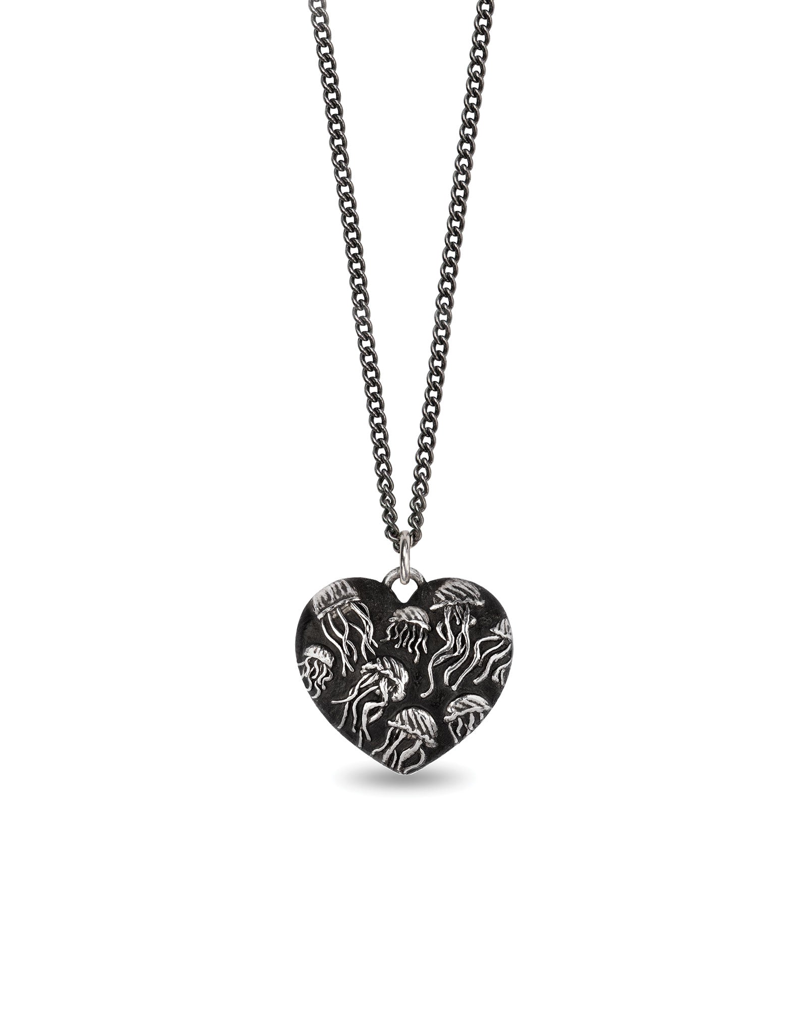 Pyrrha-Jellyfish Large Puffed Heart Necklace-Necklaces-Blue Ruby Jewellery-Vancouver Canada