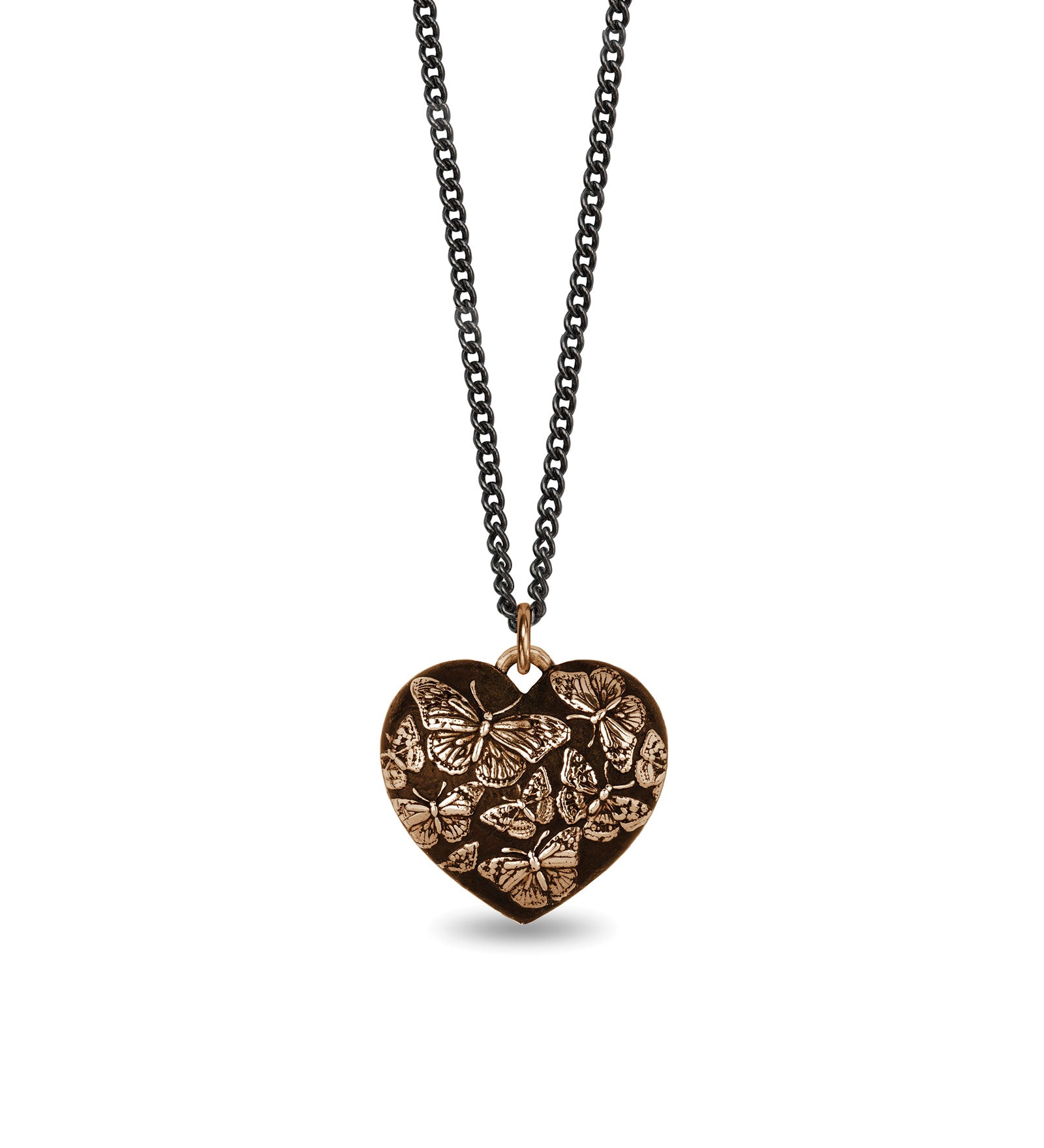 Pyrrha-Butterfly Large Puffed Heart Necklace-Necklaces-Blue Ruby Jewellery-Vancouver Canada