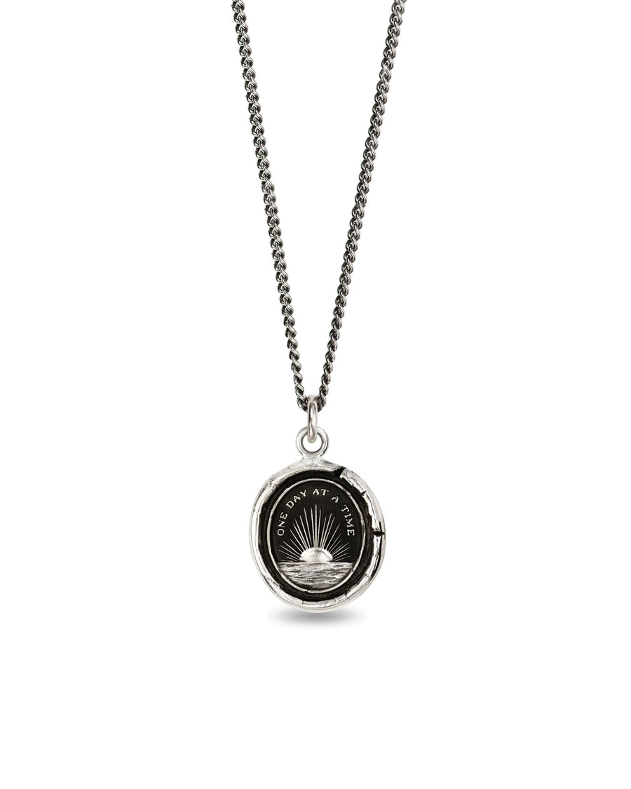 Pyrrha-One Day at a Time Talisman-Necklaces-Sterling Silver-Blue Ruby Jewellery-Vancouver Canada