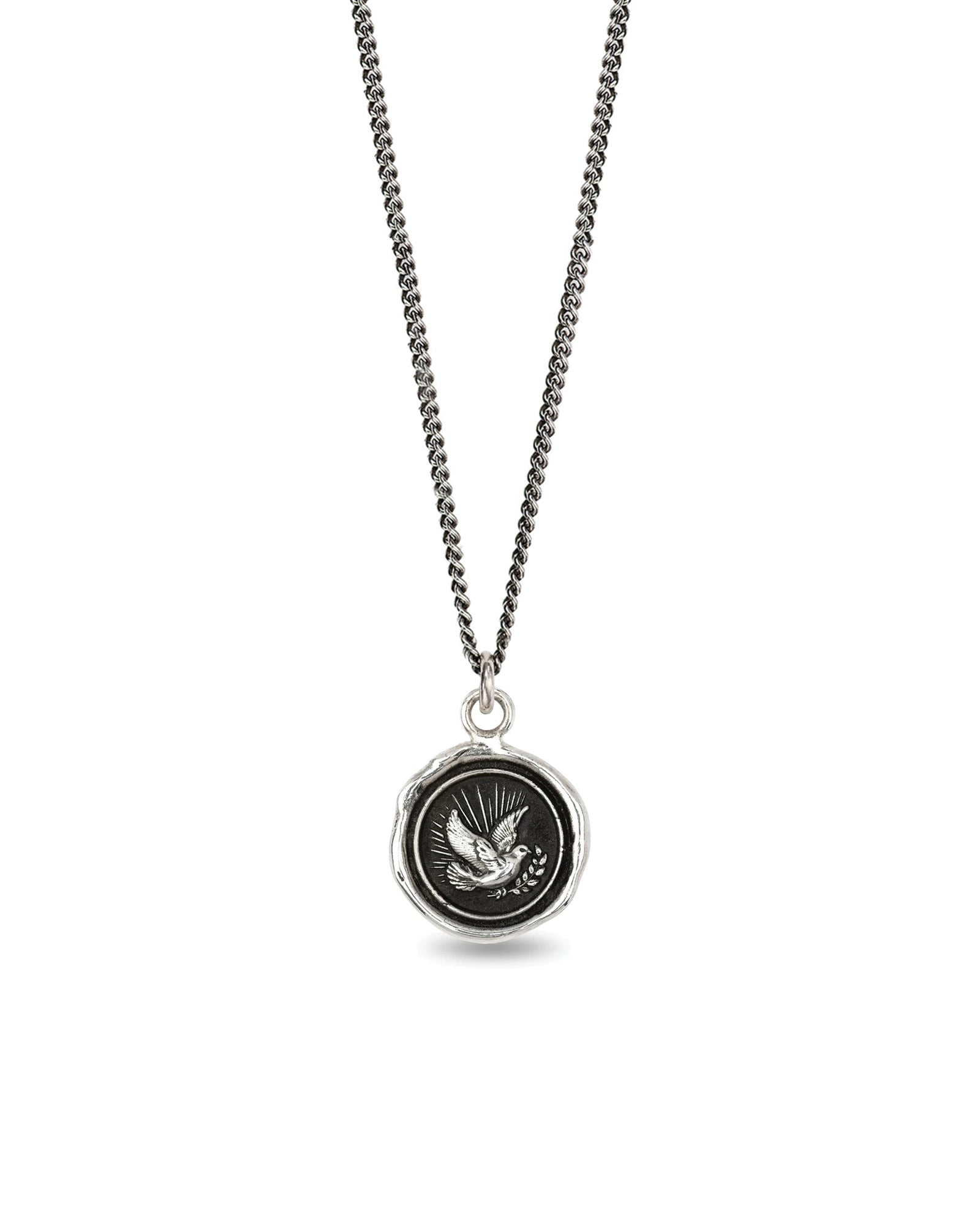 Peace Dove Talisman Oxidized Sterling Silver