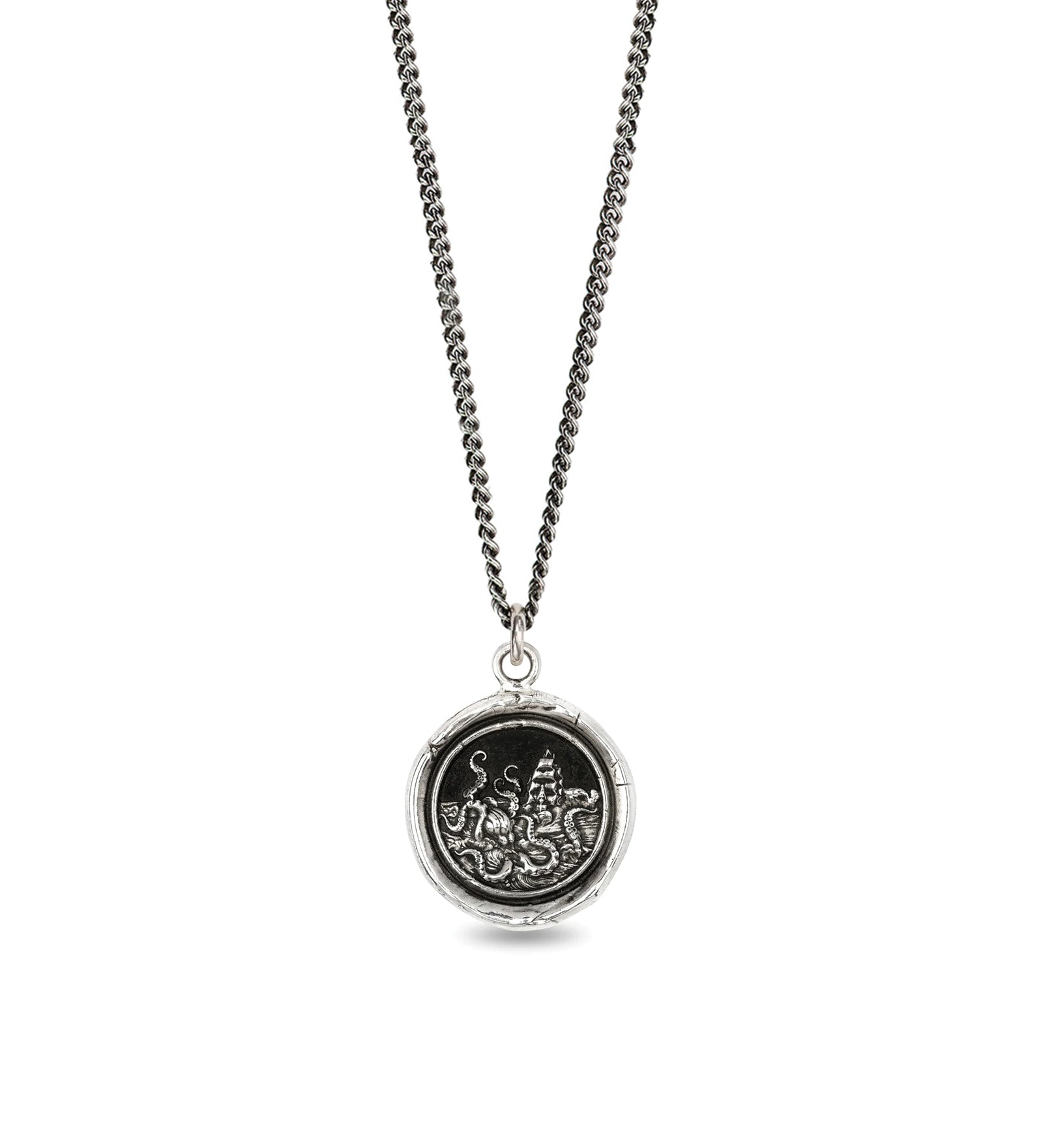 Kraken Talisman Oxidized Sterling Silver