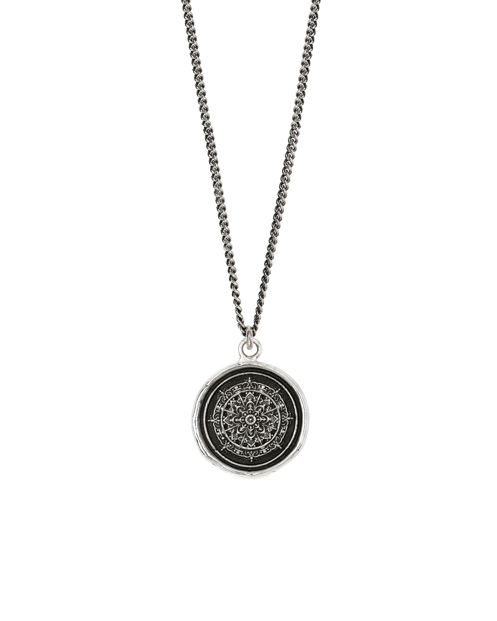 Mandala Talisman Oxidized Sterling Silver