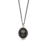 Pyrrha-Sunflower Talisman-Necklaces-Oxidized Sterling Silver-Blue Ruby Jewellery-Vancouver Canada