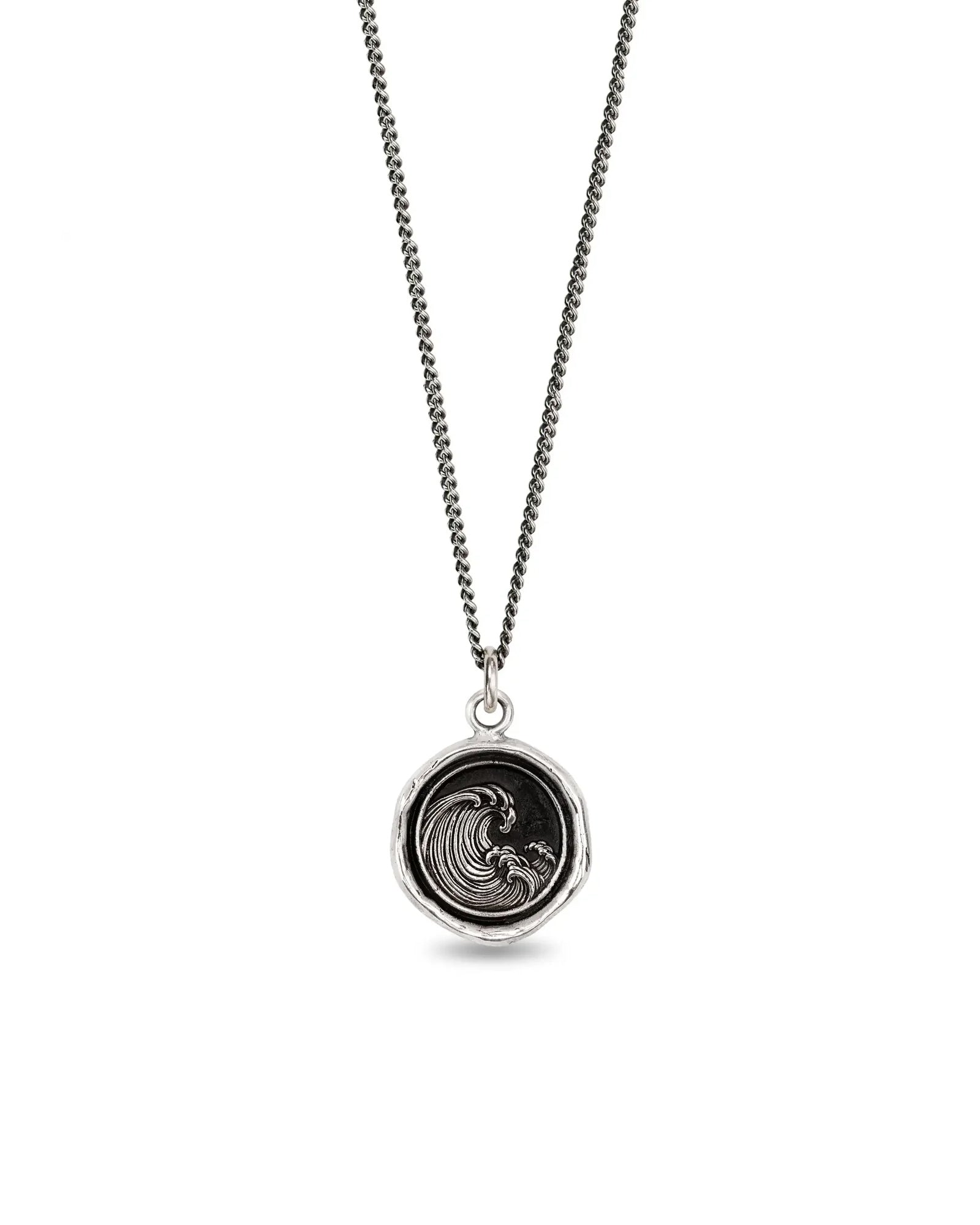Wave Talisman Oxidized Sterling Silver