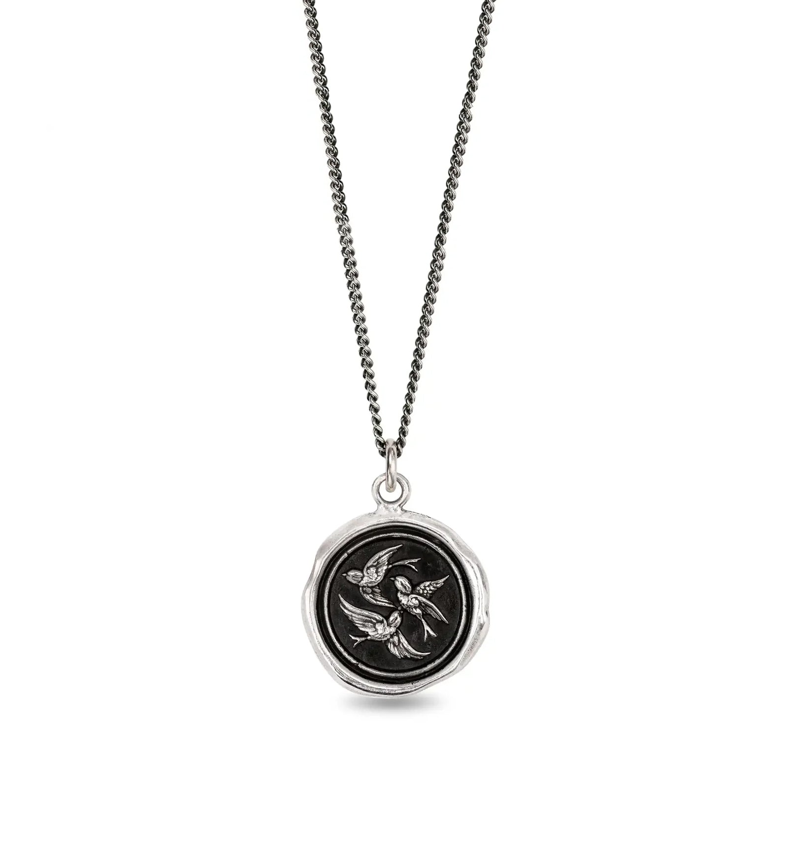 Birds of a Feather Talisman Oxidized Sterling Silver
