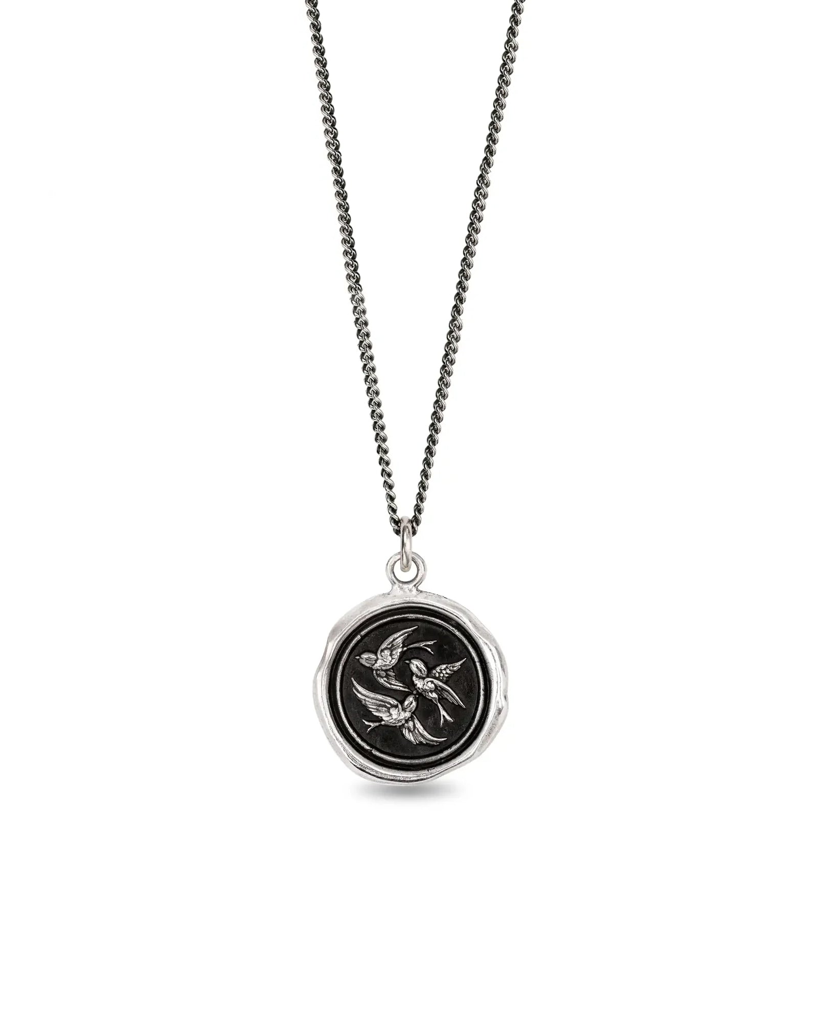 Birds of a Feather Talisman Oxidized Sterling Silver