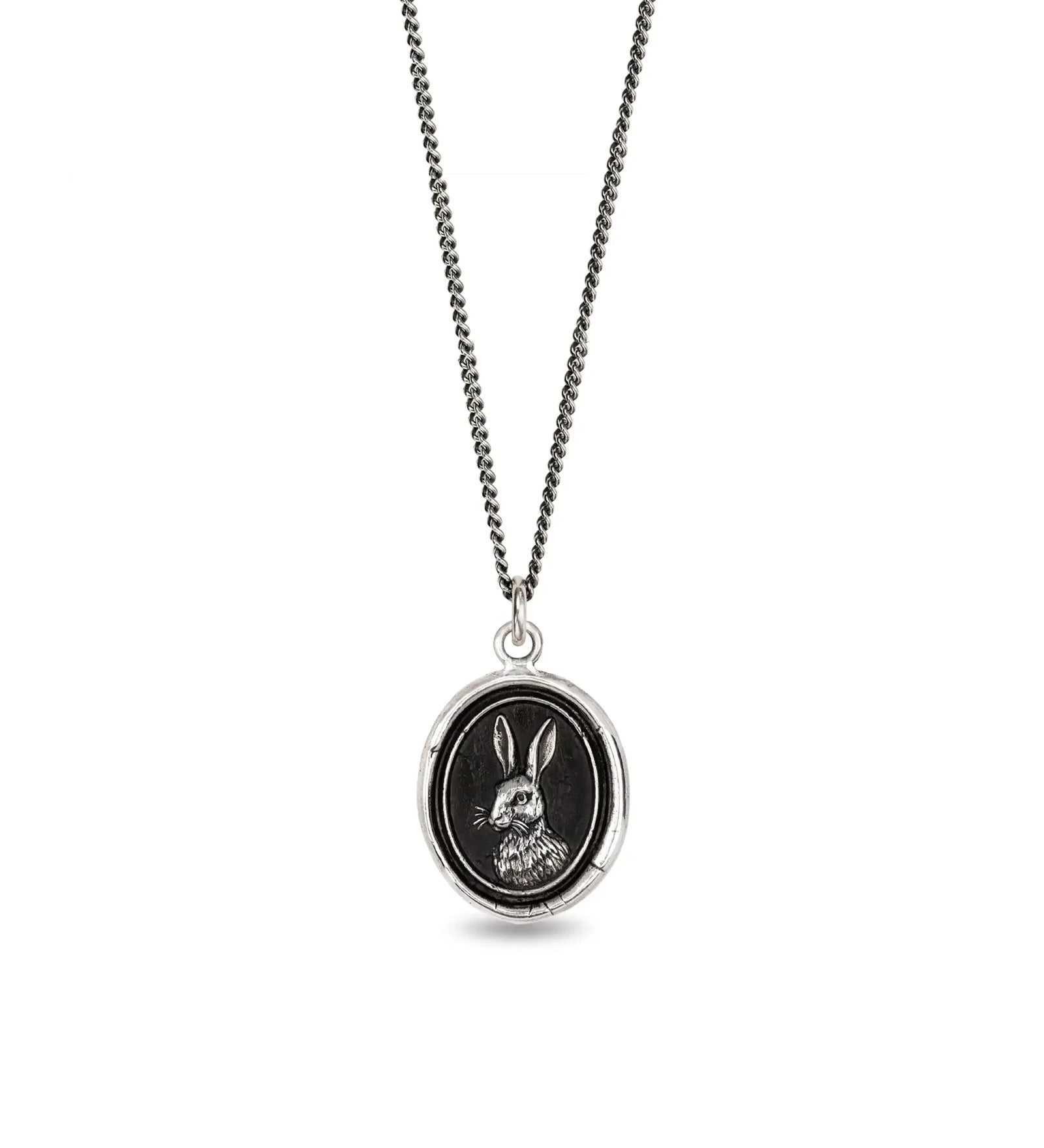 Hare Talisman Oxidized Sterling Silver