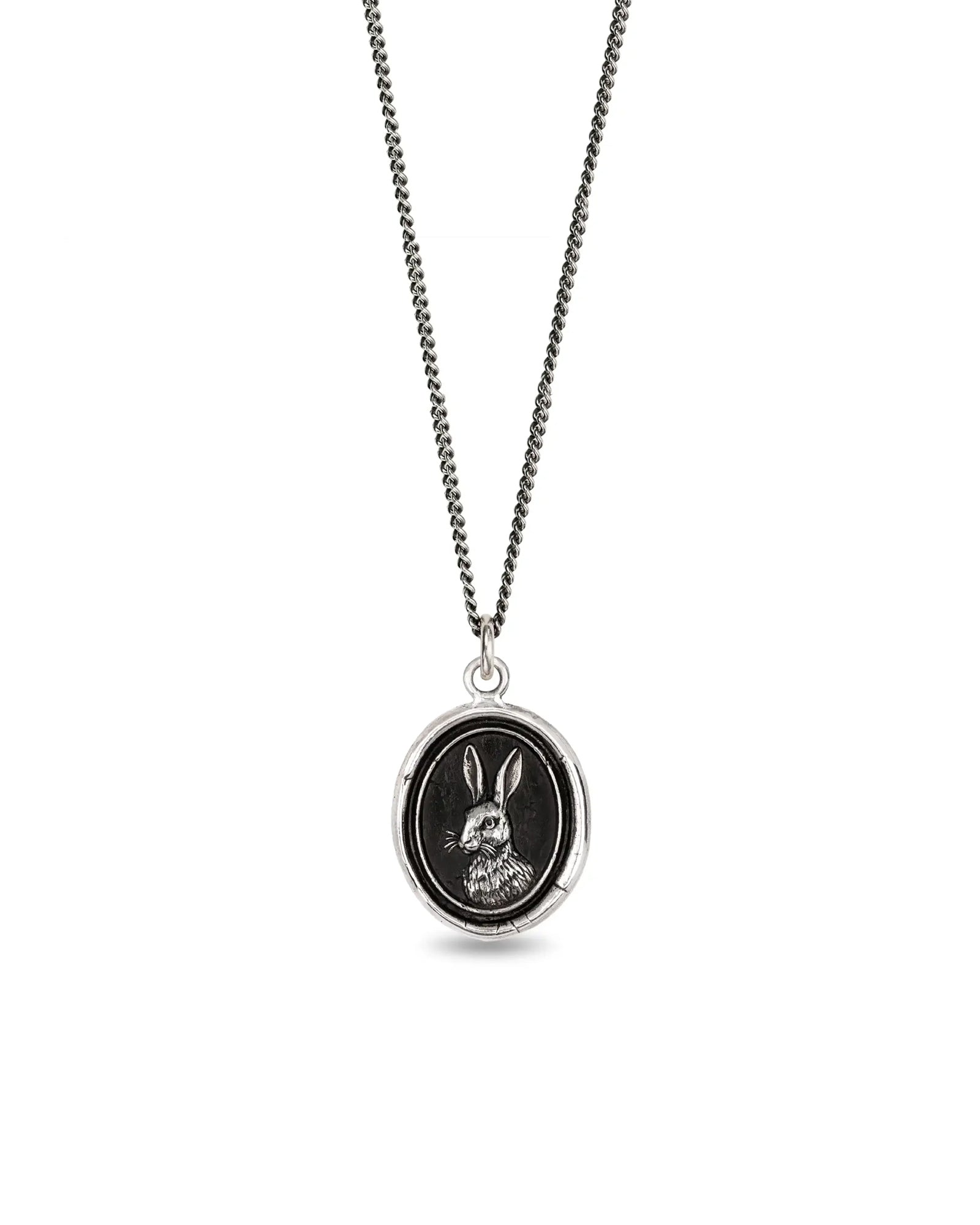 Hare Talisman Oxidized Sterling Silver
