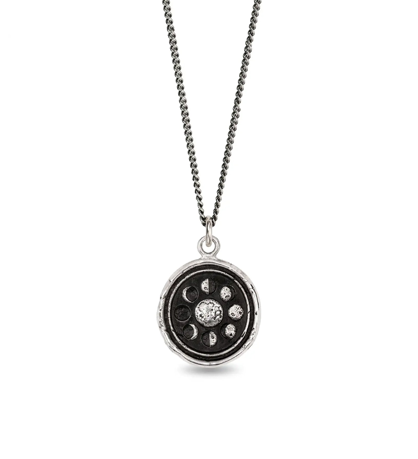 Moon Phases Talisman Oxidized Sterling Silver