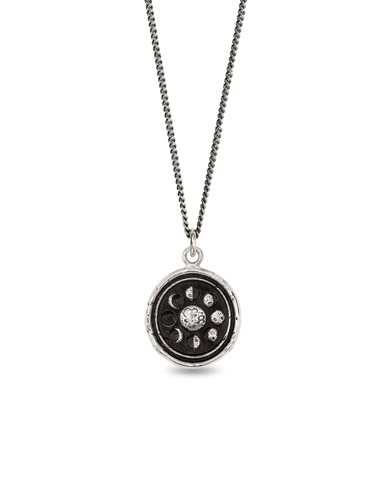 Moon Phases Talisman Oxidized Sterling Silver