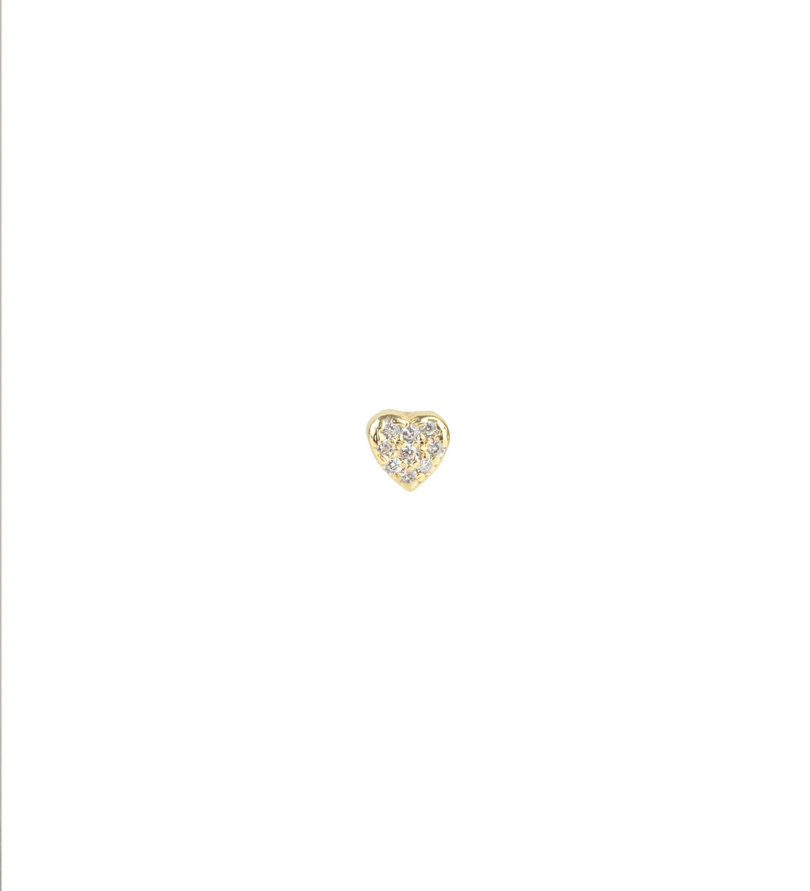 Quiet Icon-Heart Pavé Single Stud-Earrings-14k Gold Vermeil, Cubic Zirconia-Blue Ruby Jewellery-Vancouver Canada