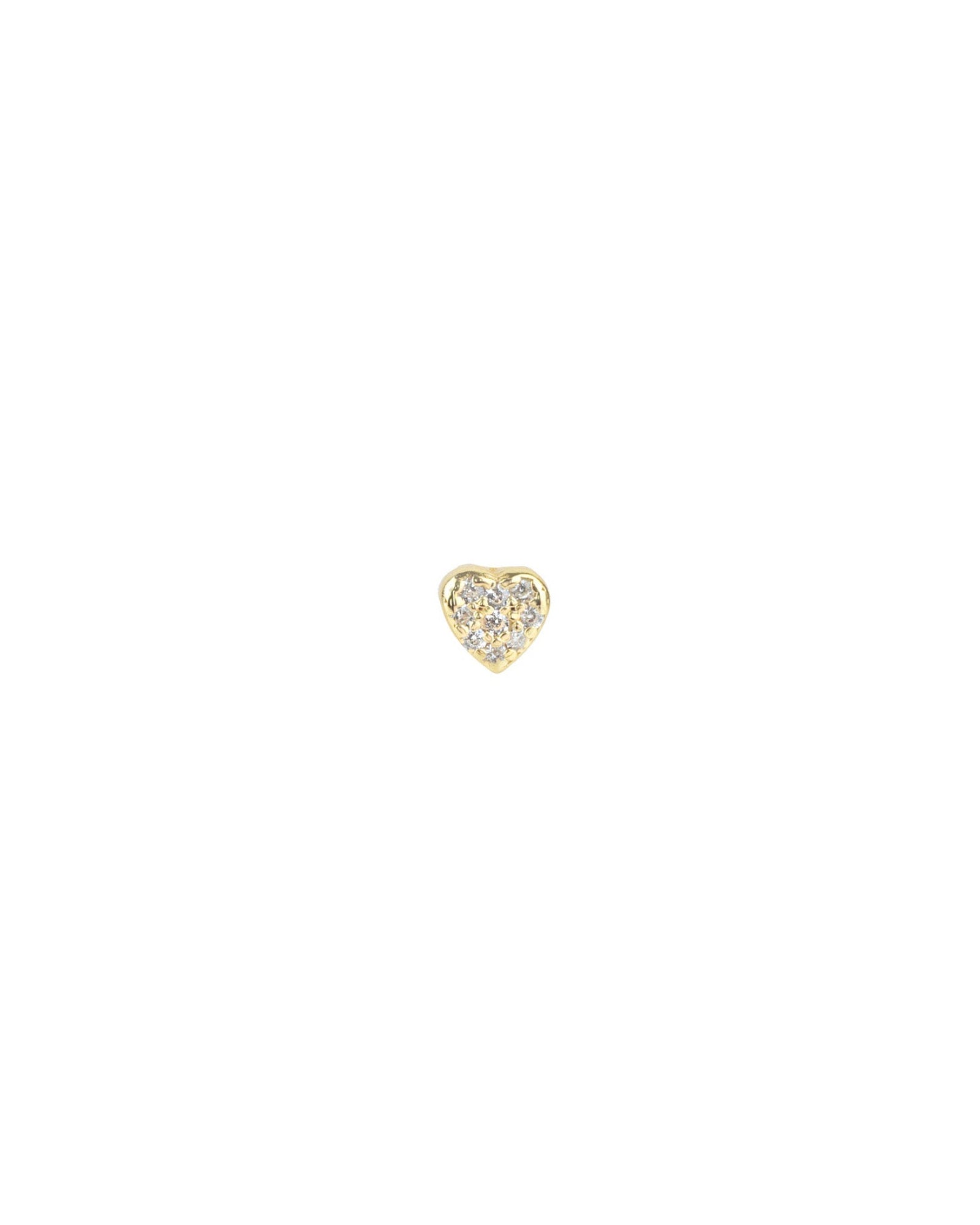 Quiet Icon-Heart Pavé Single Stud-Earrings-14k Gold Vermeil, Cubic Zirconia-Blue Ruby Jewellery-Vancouver Canada