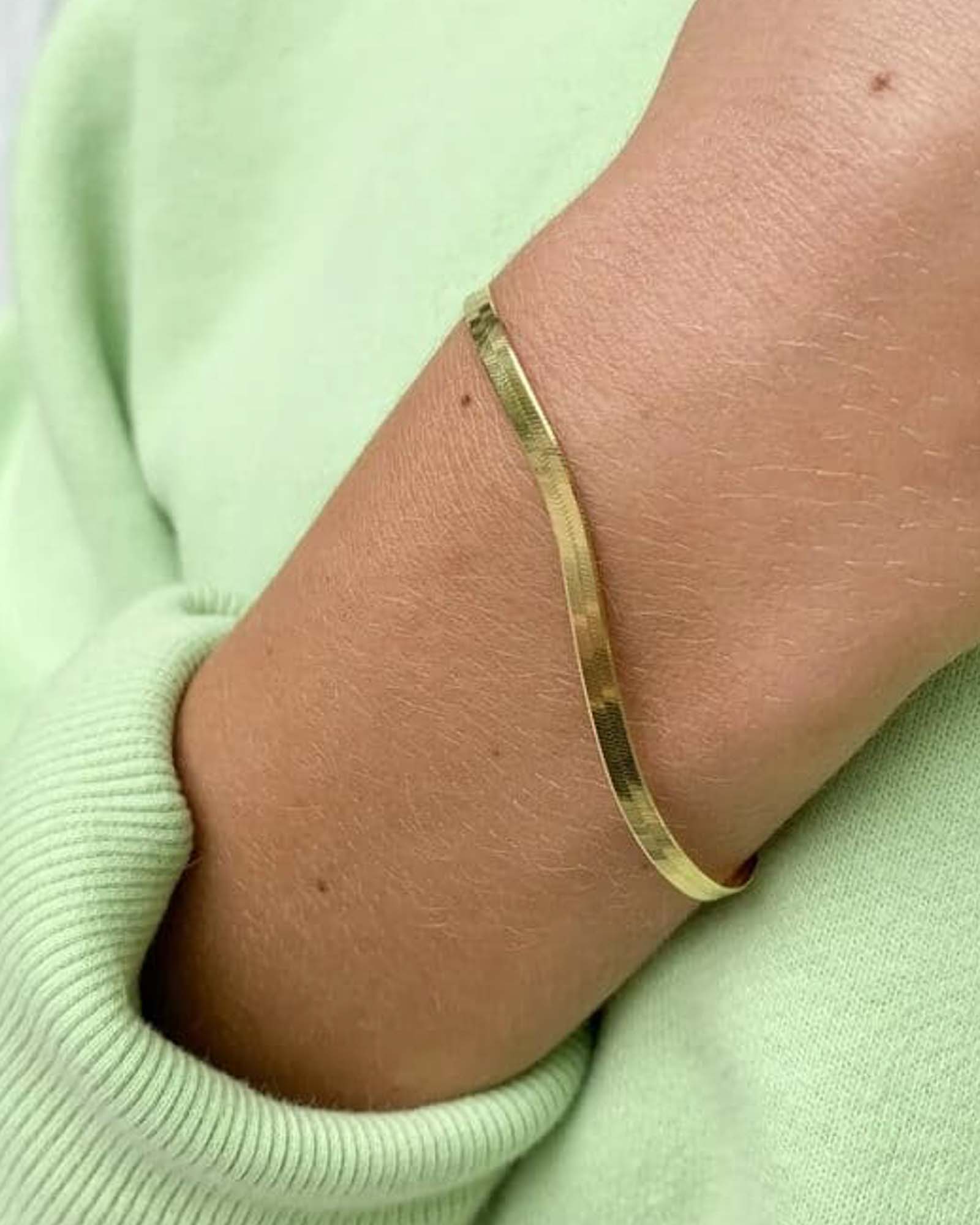 Quiet Icon-Herringbone Bracelet I 3mm-Bracelets-14k Gold Vermeil-Blue Ruby Jewellery-Vancouver Canada
