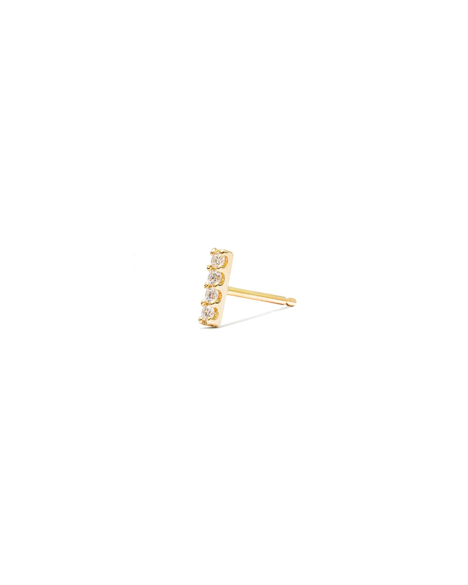 Quiet Icon-CZ Bar Stud | 6mm-Earrings-14k Gold Vermeil, Cubic Zirconia-Blue Ruby Jewellery-Vancouver Canada
