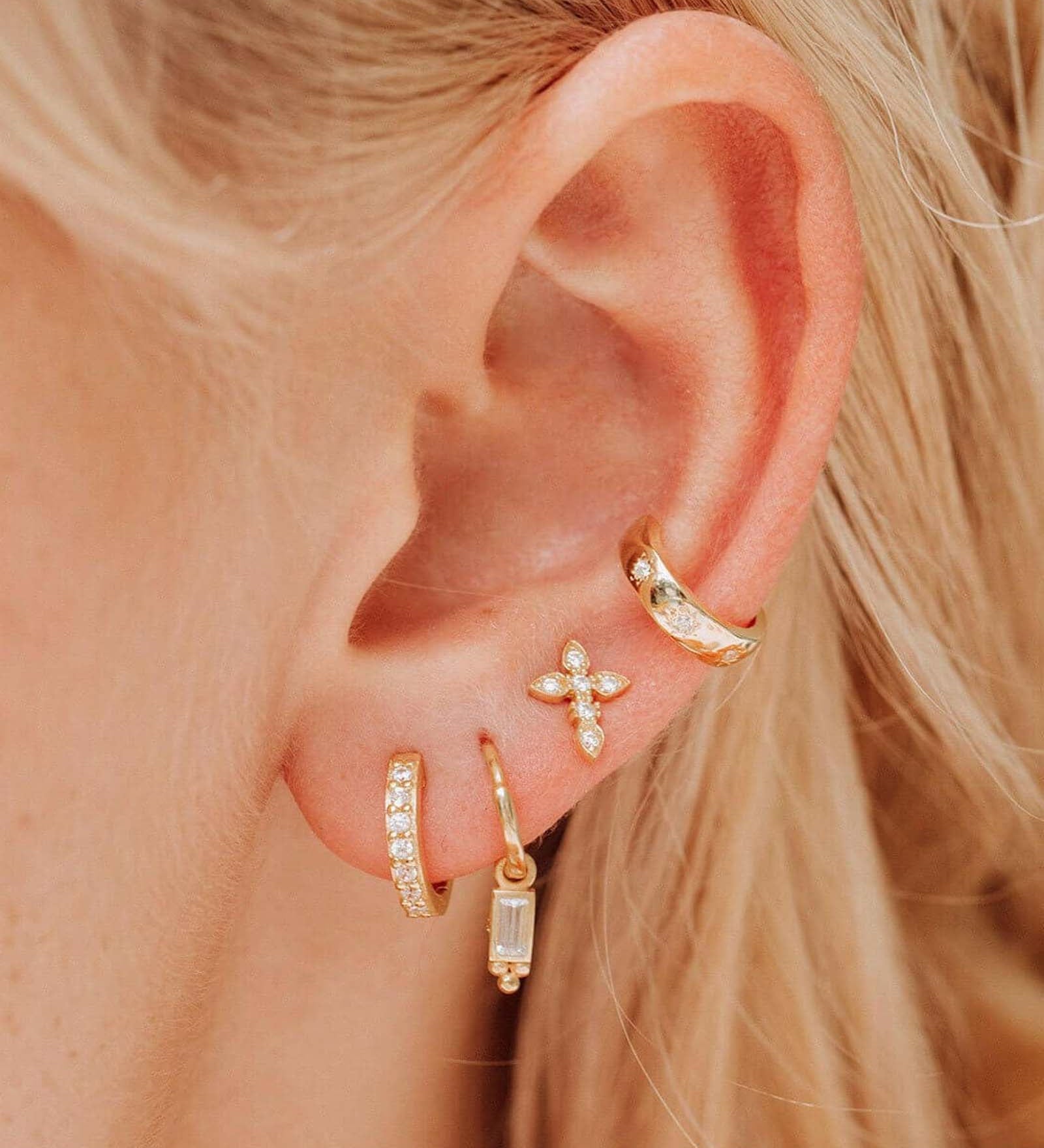 Quiet Icon-Celestial Ear Cuff-Earrings-14k Gold Vermeil, Cubic Zirconia-Blue Ruby Jewellery-Vancouver Canada
