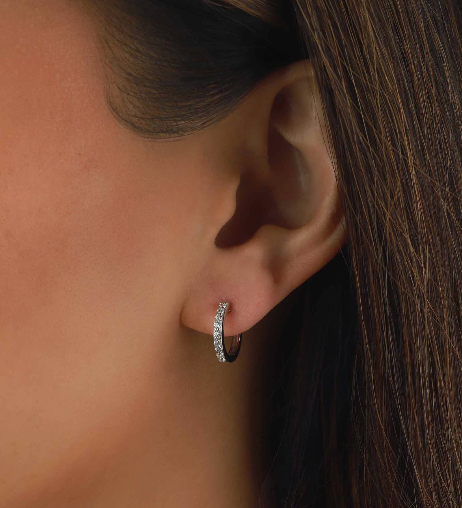 Quiet Icon-CZ Huggies I 14mm-Earrings-Blue Ruby Jewellery-Vancouver Canada
