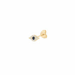 Quiet Icon-Pavé Evil Eye Single Stud-Earrings-14k Gold Vermeil, Cubic Zirconia-Blue Ruby Jewellery-Vancouver Canada