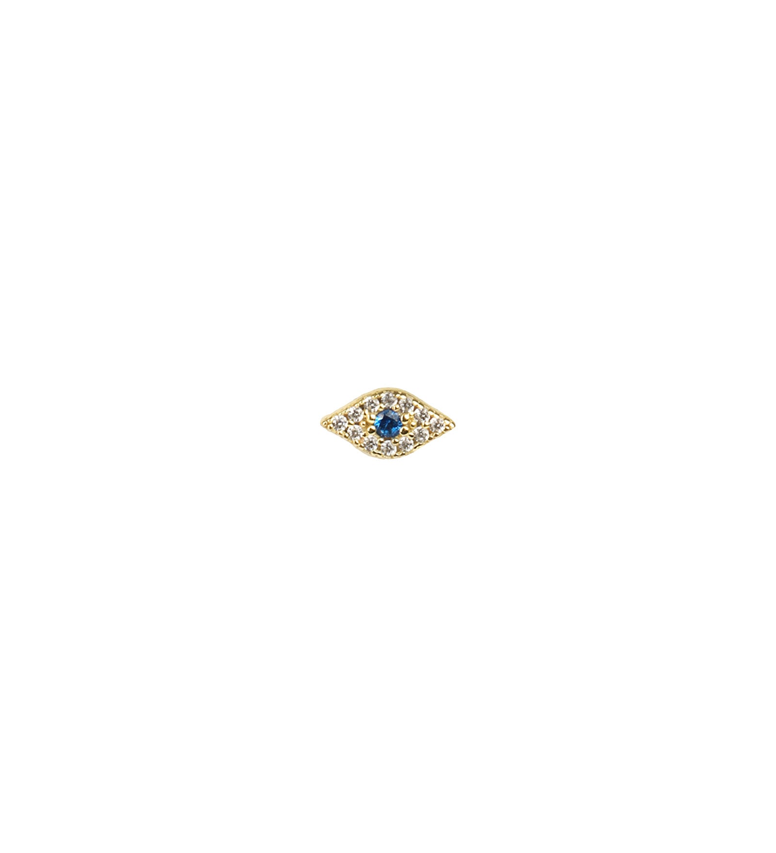 Quiet Icon-Pavé Evil Eye Single Stud-Earrings-14k Gold Vermeil, Cubic Zirconia-Blue Ruby Jewellery-Vancouver Canada