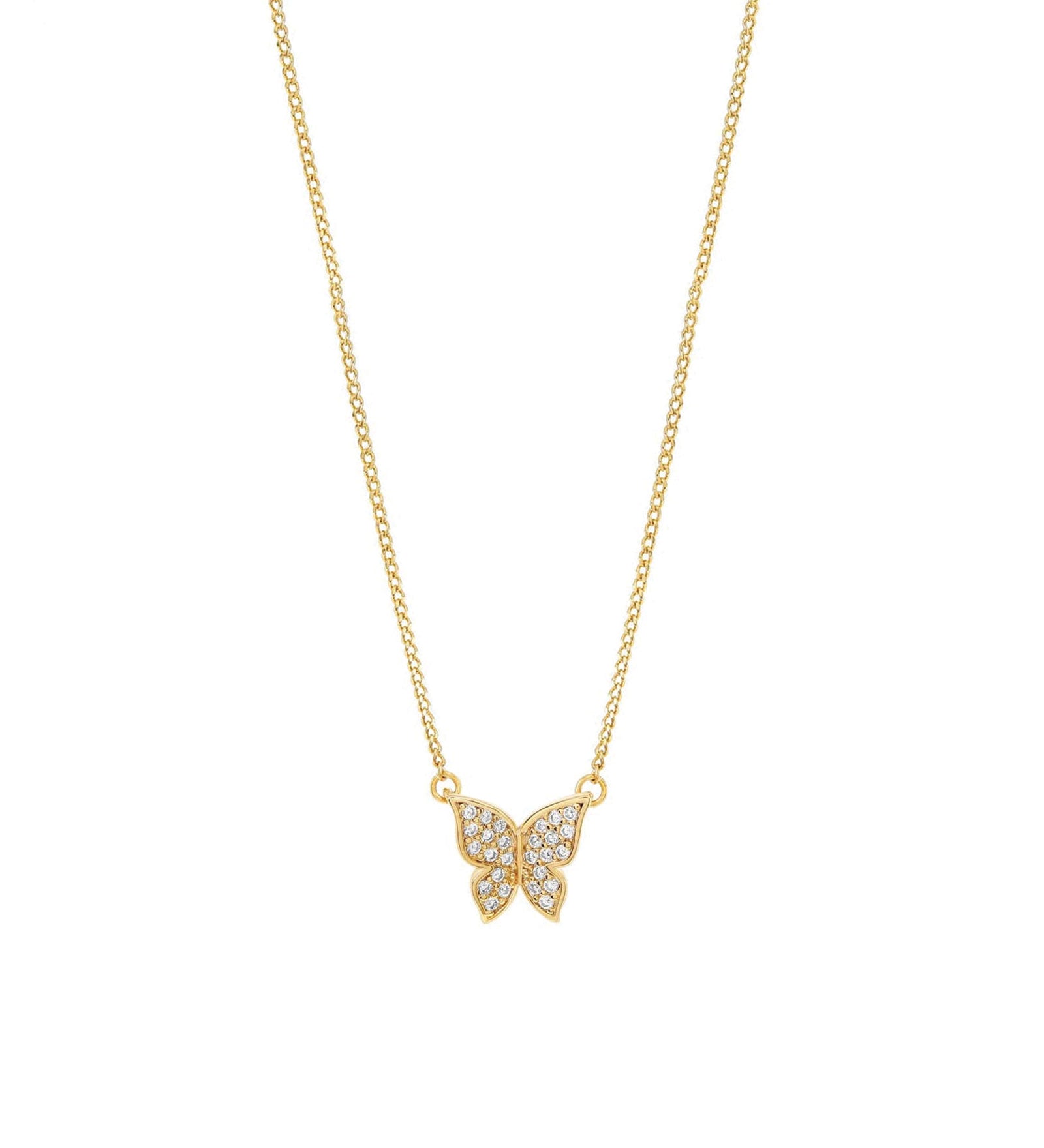 Quiet Icon-Pavé CZ Butterfly Necklace-Necklaces-14k Gold Vermeil, Cubic Zirconia-Blue Ruby Jewellery-Vancouver Canada