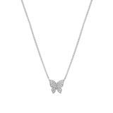 Quiet Icon-Pavé CZ Butterfly Necklace-Necklaces-Rhodium Plated Sterling Silver, Cubic Zirconia-Blue Ruby Jewellery-Vancouver Canada