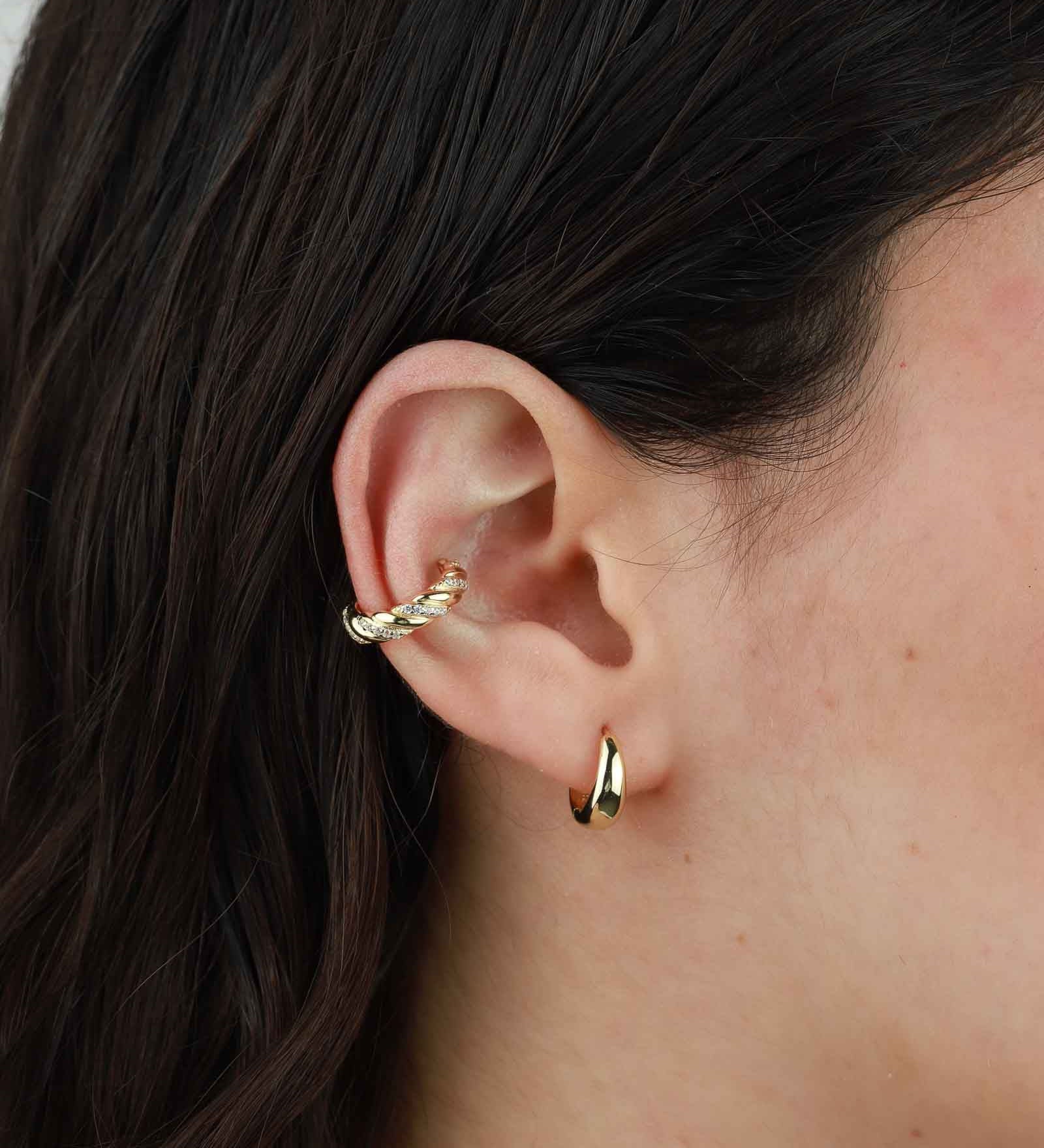 Quiet Icon-Slim Tapered Hoops | 10mm-Earrings-14k Gold Vermeil-Blue Ruby Jewellery-Vancouver Canada