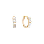 Quiet Icon-Baguette Huggies I 10mm-Earrings-14k Gold Vermeil, Cubic Zirconia-Blue Ruby Jewellery-Vancouver Canada